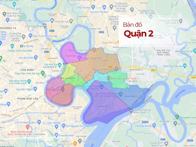 Bản đồ Hành chính Quận 2 TP.HCM Mới Nhất: Phường, Khu Vực Chi Tiết