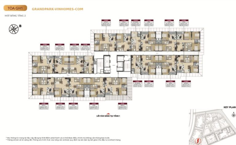 Mặt bằng căn hộ GH1 Glory Heights: Thiết kế tối ưu, diện tích đa dạng