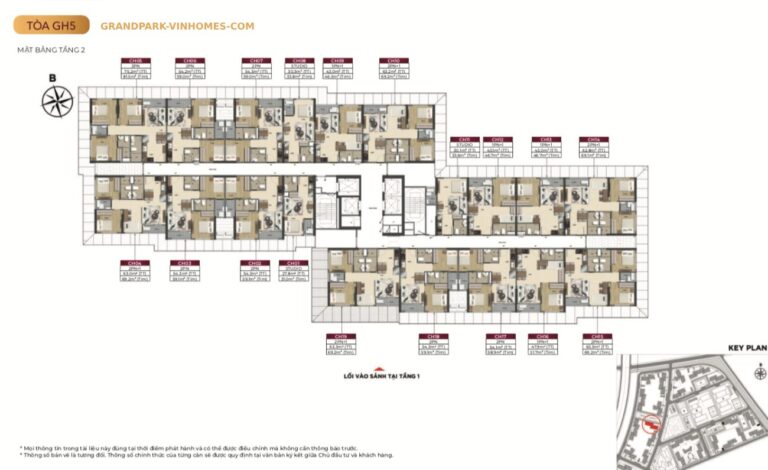Mặt bằng căn hộ Glory Heights GH5: Thiết kế, diện tích, giá bán