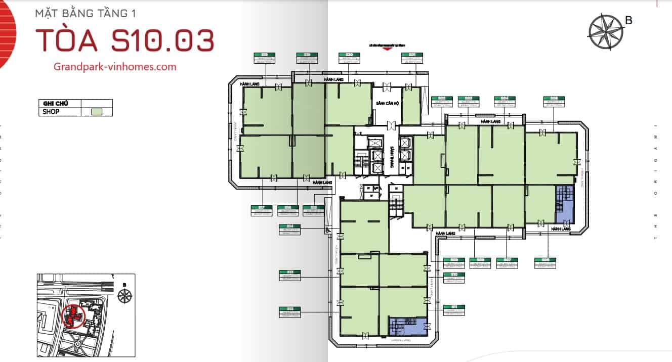 Mặt bằng căn hộ S1003 The Origami Vinhomes Grand Park: Thiết kế chi tiết