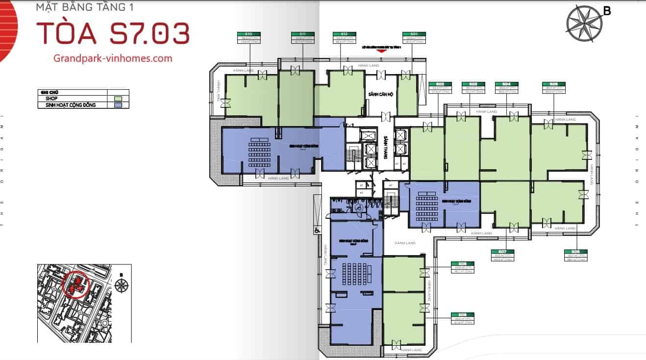 Mặt bằng căn hộ S702 Vinhomes Grand Park: Thiết kế chi tiết, diện tích đa dạng