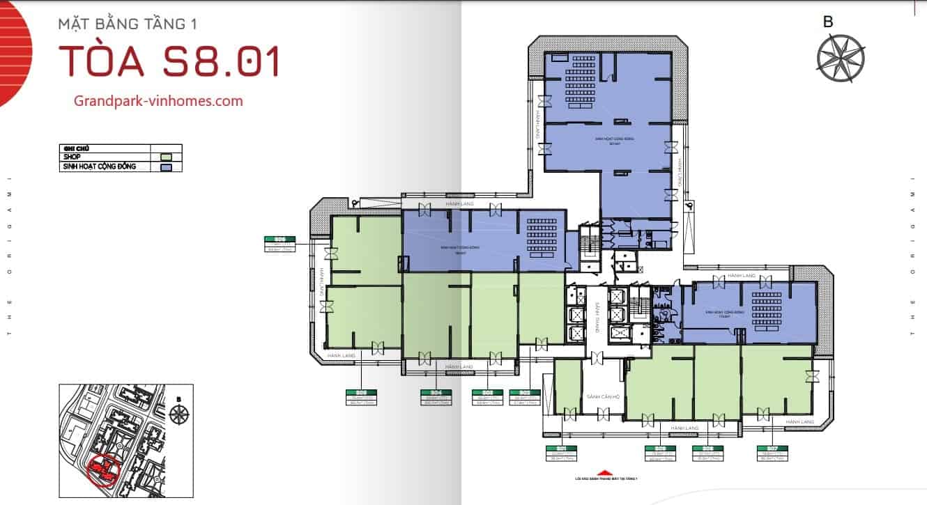 Mặt bằng căn hộ S801 The Origami Vinhomes Grand Park: Thiết kế chi tiết