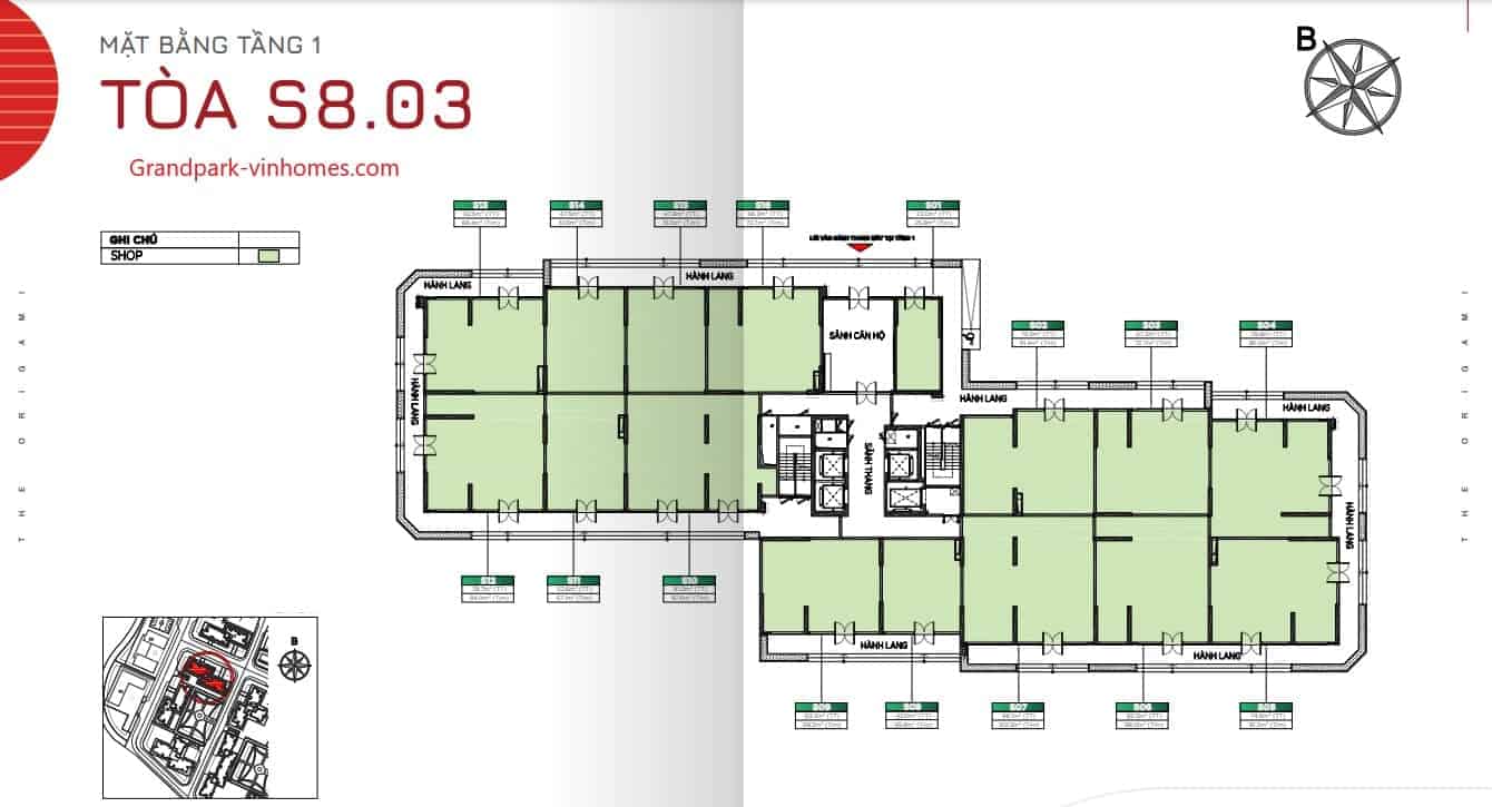 Mặt bằng căn hộ S803 The Origami Vinhomes Grand Park: Thiết kế chi tiết