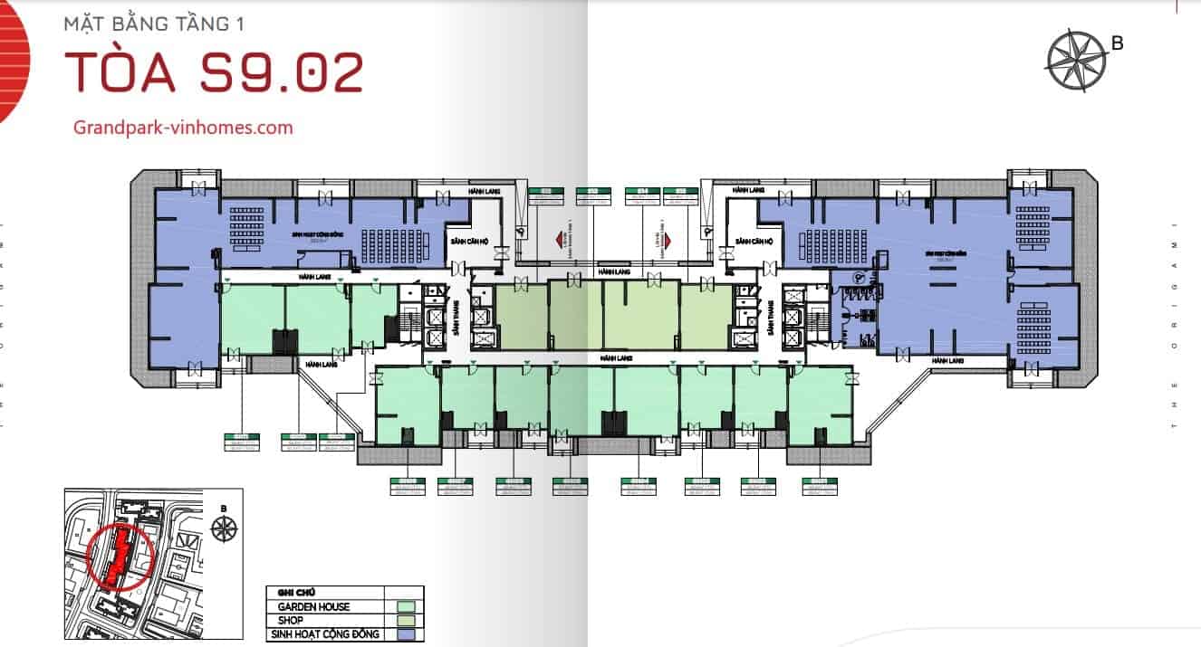 Mặt bằng căn hộ S902 The Origami Vinhomes Grand Park: Thiết kế chi tiết